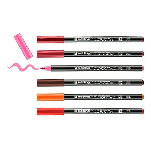 edding 4200 - Kit c/6 canetas para porcelana permanente - Tons quentes - 1 a 4 mm
