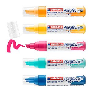 edding 5000 - Marcador permanente - Acrílico - Base d'água - Kit c/5 cores sortidas - 5 a 10 mm