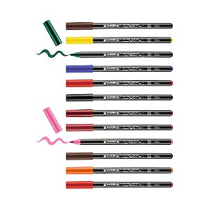 edding 4200 - Kit c/12 canetas para porcelana permanente - Cores sortidas + Tons quentes - 1 a 4 mm