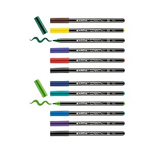 edding 4200 - Kit c/12 canetas para porcelana permanente - Cores sortidas + Tons frios - 1 a 4 mm