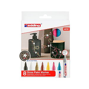 edding 750 - Kit c/8 Marcadores permanentes - Base solvente - Alta temperatura - 2 a 4 mm