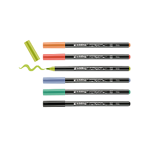 edding 4200 - Kit c/6 canetas para porcelana permanente - Cores Vivas - 1 a 4 mm