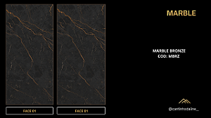 PLACA DE MÁRMORE FLEXÍVEL PRETA E BRONZE