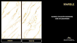 PLACA EFEITO MÁRMORE CALACATA DOURADO ACETINADO