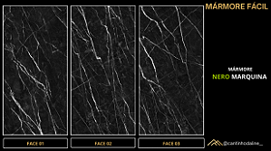 PLACA EFEITO MÁRMORE NERO MARQUINA ACETINADO