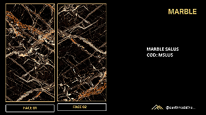 PLACA EFEITO MÁRMORE SALUS PRETO ACETINADO