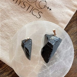 Pingente em Obsidiana Negra - Pedra Bruta