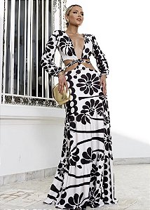 VESTIDO IOLANDA PRETO E BRANCO