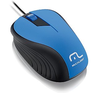 Mouse Óptico Multilaser Emborrachado Azul e Preto - MO226