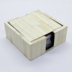 CONJUNTO PORTA COPOS EM MADEIRA E OSSO JABALPUR