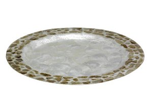 PRATO EM MADREPÉROLA NATURAL BORDA DOURADA