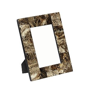 PORTA RETRATO EM MADEIRA CHIFRE E RESINA