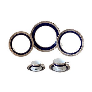 CONJUNTO EM PORCELANA EMPRESS BLUE PLATINUM XÍCARAS PARA CAFÉ