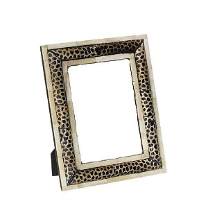 PORTA RETRATO EM MADEIRA, MADREPÉROLA E RESINA