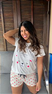 Pijama Feminino Curto Happy Friday c/ Shorts Bolinha