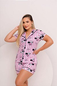 Pijama Americano Feminino Curto Minnie