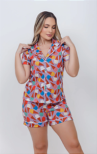 Pijama Americano Feminino Curto Sorvetes