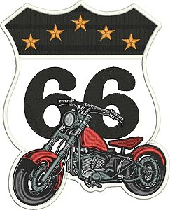 Patch Rota 66 com Moto 30x25 cm