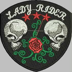Patch Lady Rider Caveira e Rosa 09x09 cm