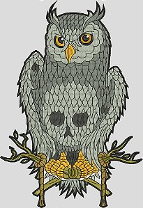 Patch Coruja Caveira Costas 32x22 cm