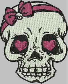 Patch Caveira Olhos de Coração 10x09 cm