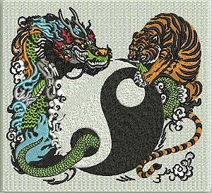 Patch Dragão Chinês e Tigre 17x20 cm