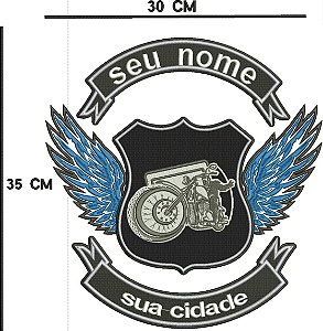 Patch Personalizado Moto com Asas 35x30cm