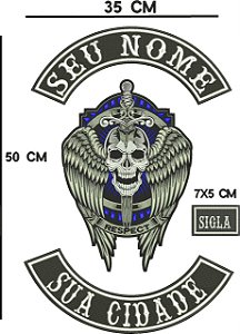 Patch Personalizado Caveira com espada 50x35cm