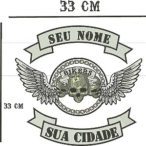 Patch Personalizado Caveira Bikers 33x33cm