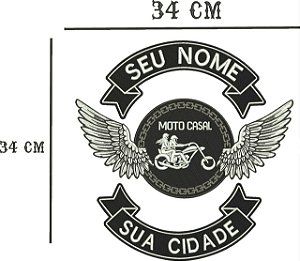 Patch Personalizado Moto Casal com Asas 34x34cm