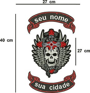 Patch Personalizado Caveira Asas 40x27cm