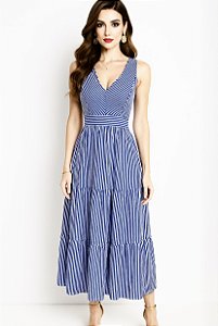 Vestido longo listrado