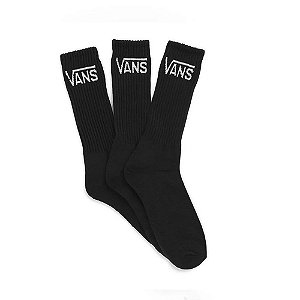 Meia Vans Classic Crew - Kit 3 pares - Preta - 41 ao 45