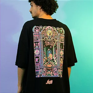 Tshirt Lost x Bob Esponja Octopus Saturn - Preto