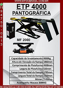 Rampa de Alinhamento Pantográfica 4 Toneladas Com Macaco Central- Preta
