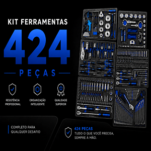 CARRINHO DE FERRAMENTAS MF424 (CARRINHO PRETO, FERRAMENTAS AZUL OU VERMELHO)