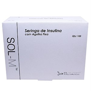 Seringa de Insulina Com Agulha Fixa 0.5 ml Caixa Com 100 Unidades SOL-M