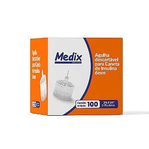 Agulha Para Caneta de Insulina 6mm Caixa Com 100 - Medix