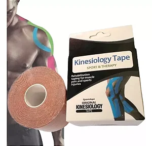 Bandagem Elástica Kinesio 5cm x 5m Bege Kinesiology