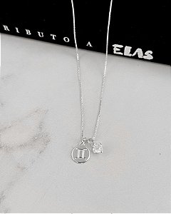 Colar Medalha Signo Gêmeos - Prata