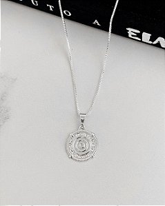 Pingente Medalha Olho Grego - Prata