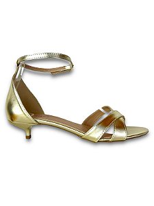 SANDÁLIA DOURADA SALTO FINO 3CM