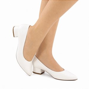 SCARPIN CLÁSSICO BRANCO BICO QUADRADO SALTO 3CM