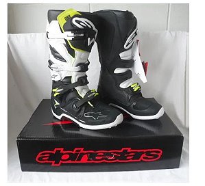 BOTA ALPINESTARS TECH 7 PRETO BRANCO AMARELO 08.EAN :8021506923312