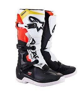 BOTA ALPINESTARS TECH 3 PRETO BRANCO VERMELHO FLUO AMARELO 11  EAN  8059175288739