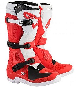 BOTA ALPINESTAR TECH 3 VERMELHO BRANCO 11.EAN :8021506925323