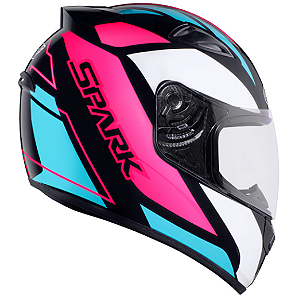 CAPACETE EBF SPARK MIXED BLUE PRETO/ROSA 58