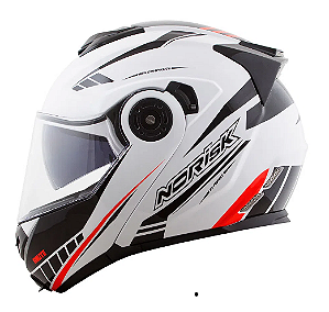 CAPACETE NORISK FF345 ROUTE MOTION WHT/BLK/RED 58/M