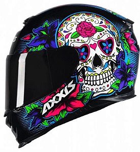 CAPACETE AXXIS EAGLE SKULL GLOSS BLACK/BLUE 56/S