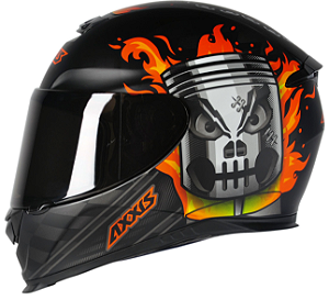 CAPACETE AXXIS EAGLE PISTON MATT BLACK/ORANGE 58/M